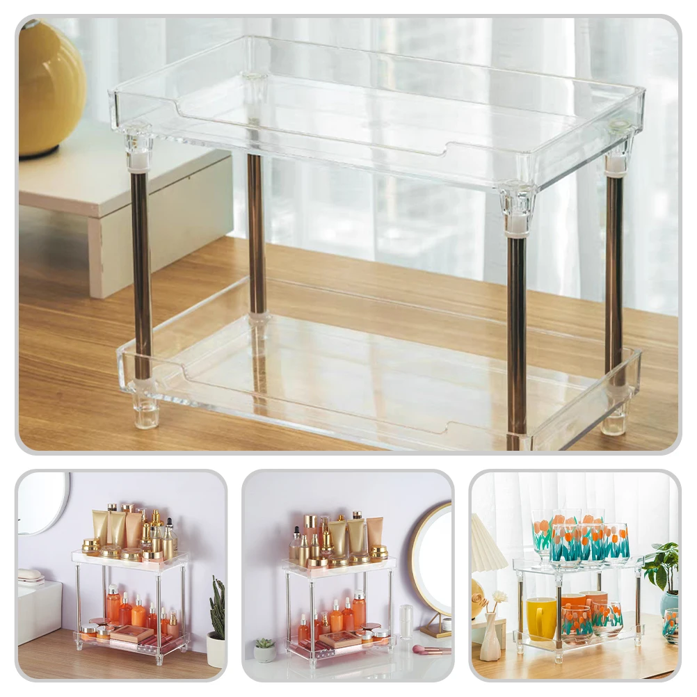 

Standing Shelf Cosmetics Organizer Storage Shelving Bathroom 2 Tier Counter Shelves