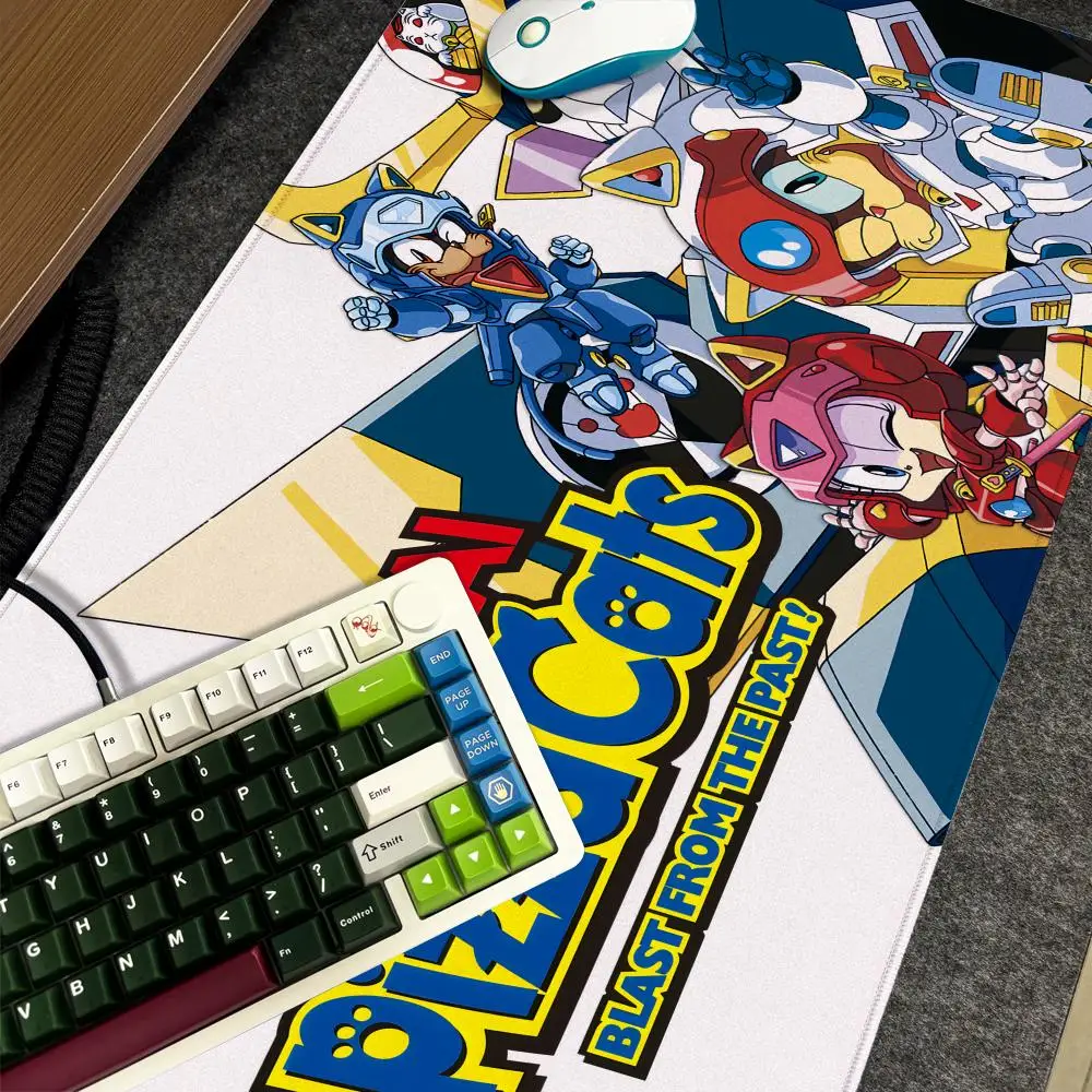 S-Samurai Pizza Cats Blast from the Past Mauspad Xxl Computer Große rutschfeste Gamer-Tastatur 90 x 40 cm Art Design HD-Schreibtischunterlage