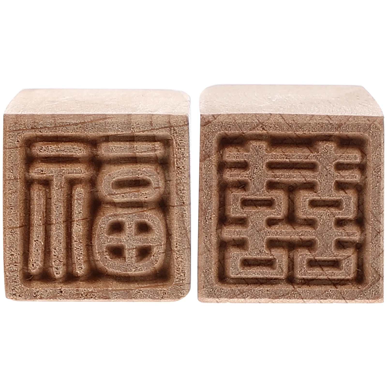 2 Pcs Seal Fudge Molds Cake Stamper Dessert Bread Wooden for Moon Baking Stamps Beech Crafts Practical Stampers DIY Making