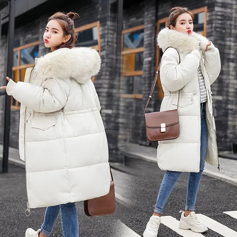 2025 Winter New Korean Edition Big fur collar Loose Cotton Jacket Women's Thicken Coat Parker Female Medium Length Warm Overcoat