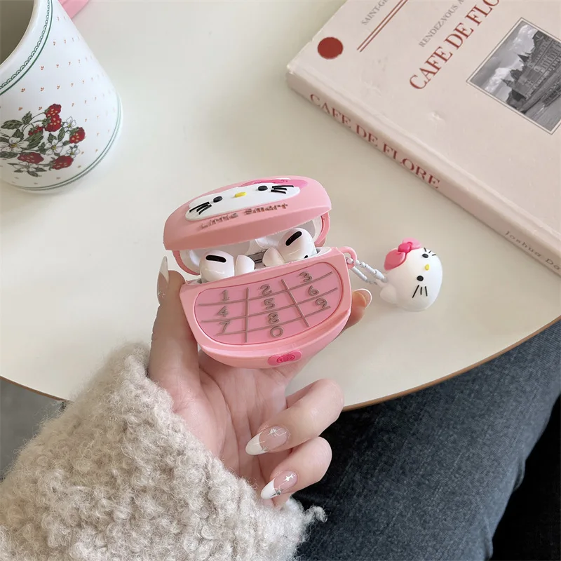 Hello Kitty für Airpods-Hülle, rosa Handyhülle für Airpods Pro 2, stoßfeste Kopfhörer-Anime-Hülle für Airpods 3-Hülle