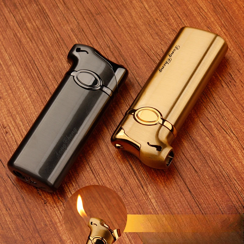 New Originality Creative Metal Slant Flame Lighter Specially Designed for Igniting Dry Smoke Men's Gift Smoking Fire  Gold