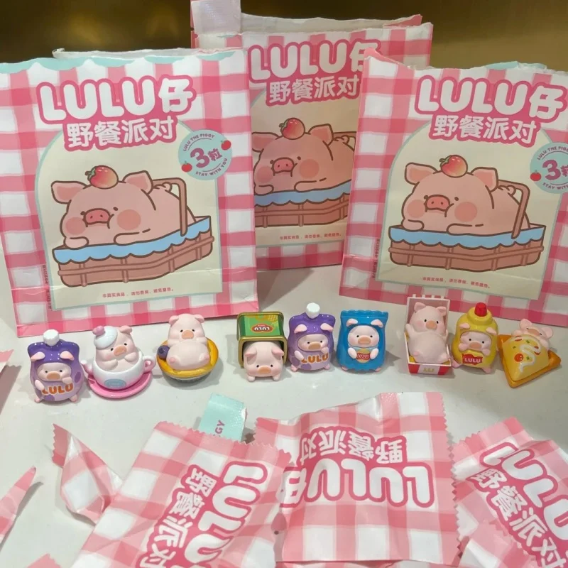 جديد حقيقي لولو الخنزير نزهة سلسلة الحفلات حقيبة أعمى Kawaii سطح المكتب الحلي الفتيات الهدايا العصرية اللعب المقتنيات الجميلة