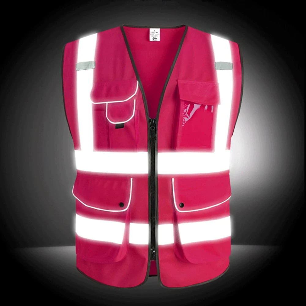 High Visibility Reflective Safety Vest for Men Women 9 Multiple Pockets Security Protection Construction Working Clothes