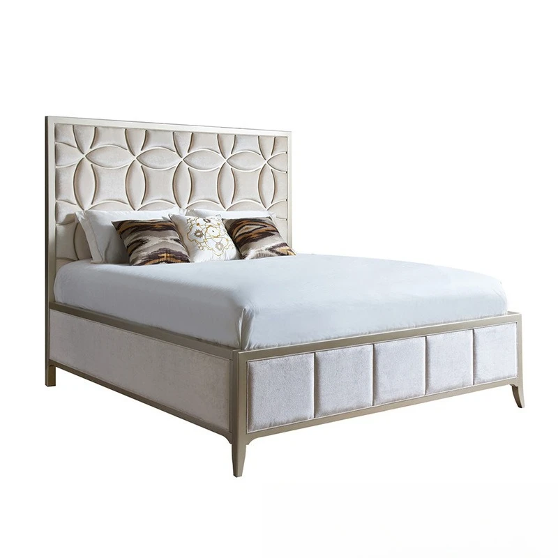 luxury bed high-end, luxury master bedroom American 2-meter bed, champagne gold simple girl, double modern light luxury bed