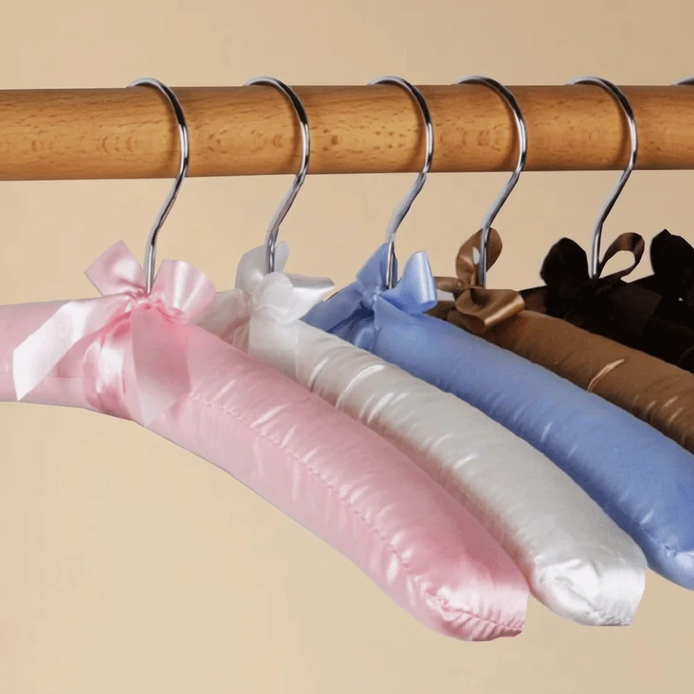 5PCS Soft Satin Padded Clothes Hanger Wrinkle-resistant Traceless Satin Padded Display Hanger Non-slip Shop Display Hangers