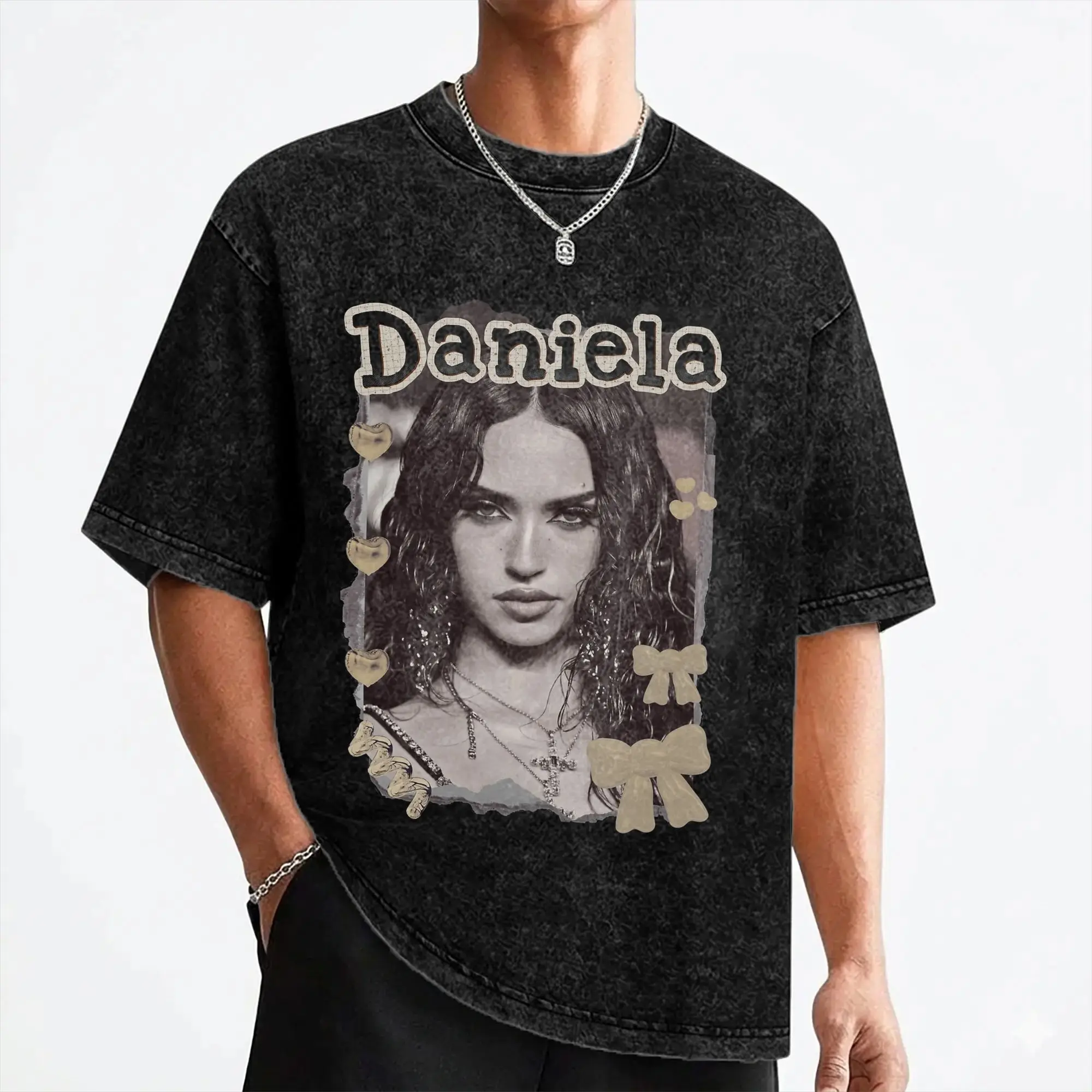 Daniela Katseyes Kpop Girl Group T Shirt Washed Cotton High Street T-Shirt  Fashion for Men Women Streetwear Summer Tees