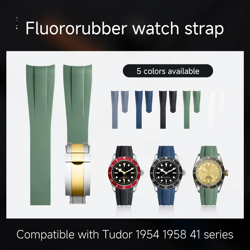 Suitable For Tudor Strap For Black Bay Fluorine Rubber Watch Strap 1958 Ranger GMT Bronze 1954 Panda Old Chronograph Watchband