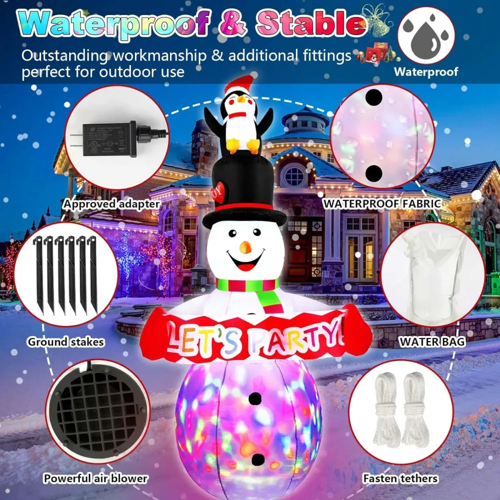2.4M Overhead Penguin Snowman gonfiabili natalizi luci a LED decorazioni gonfiabili decorazioni da giardino per interni ed esterni