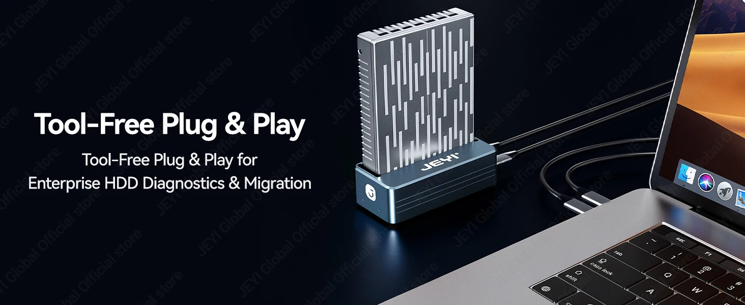 JEYI U.2/U.3 Laufwerksdockingstation NVMe/SATA Dual-Protokoll für 2,5"/3,5" HDD/SSD SFF-8639 Externer Leser mit Lese-/Schreibschutz – Detail 5