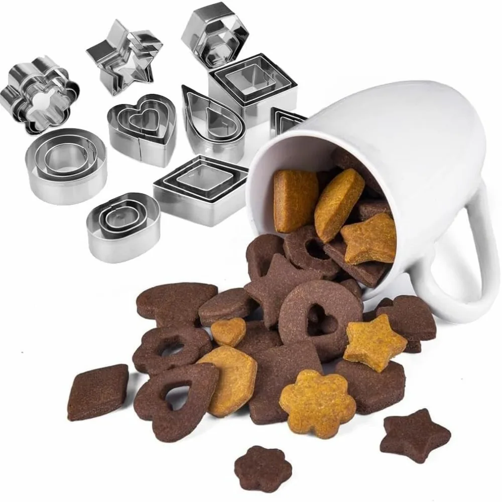 30Pcs Mini Cookie Cutter Set with Box, Small Stainless Steel Veggie Cutters, Polymer Clay Cutters for Kids