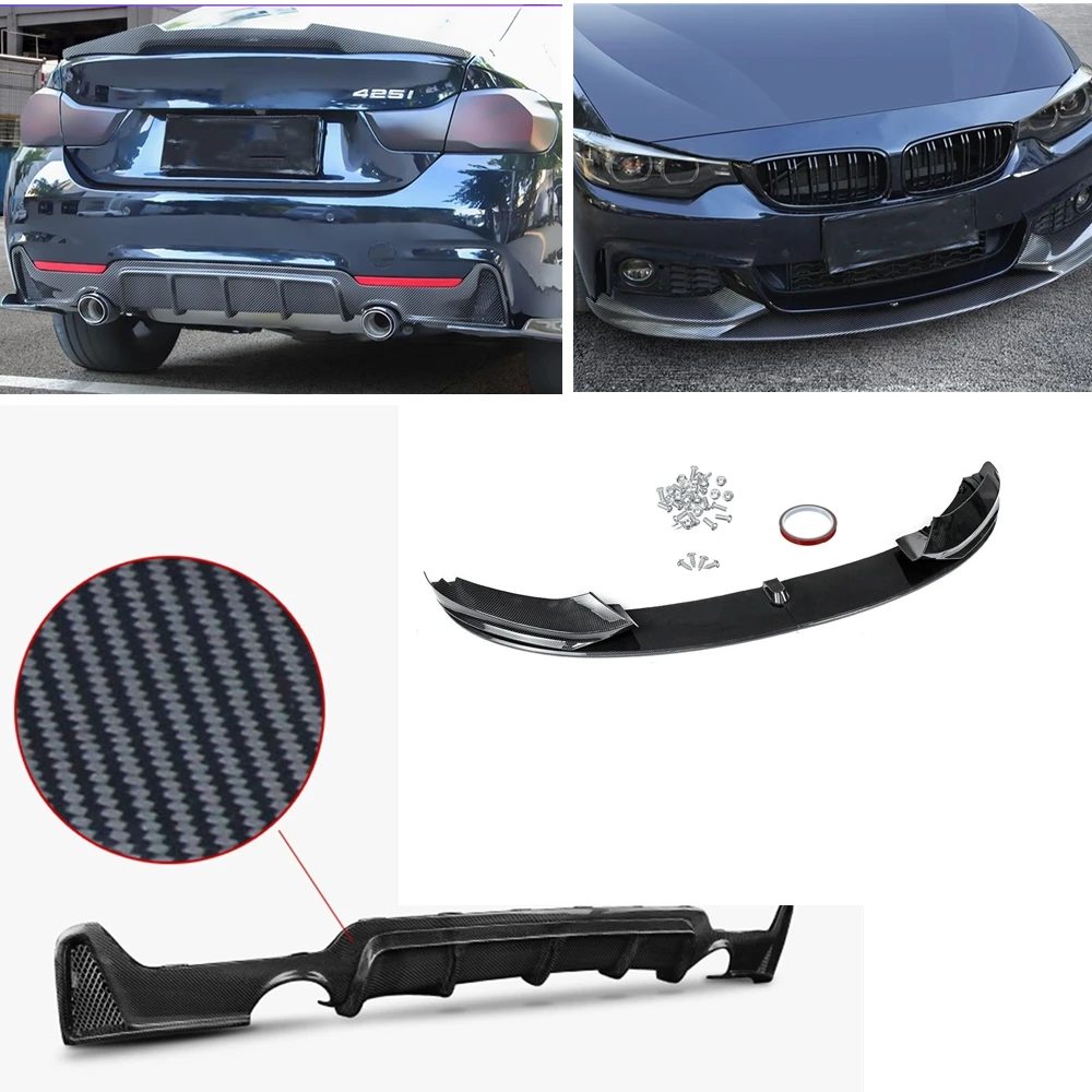 Rear Diffuser Splitter & Front Bumper Spoiler Lip For BMW 4 Series F32 F36 2 Door Coupe F33 2014-2019