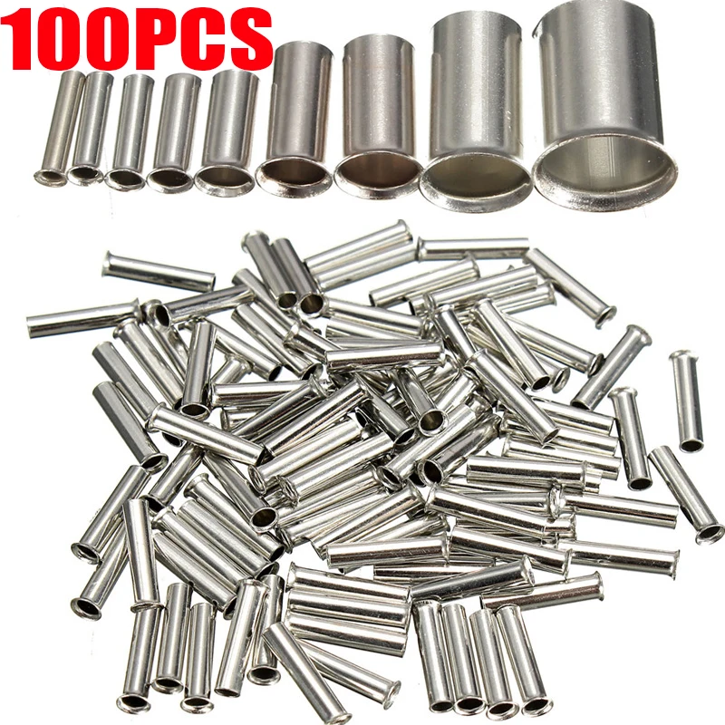 

100Pcs/set 0.5mm2-6.0mm2 Tin-coated Copper Uninsulated Terminal Bootlace Ferrules Cord End Electrical Cable Crimp Terminals