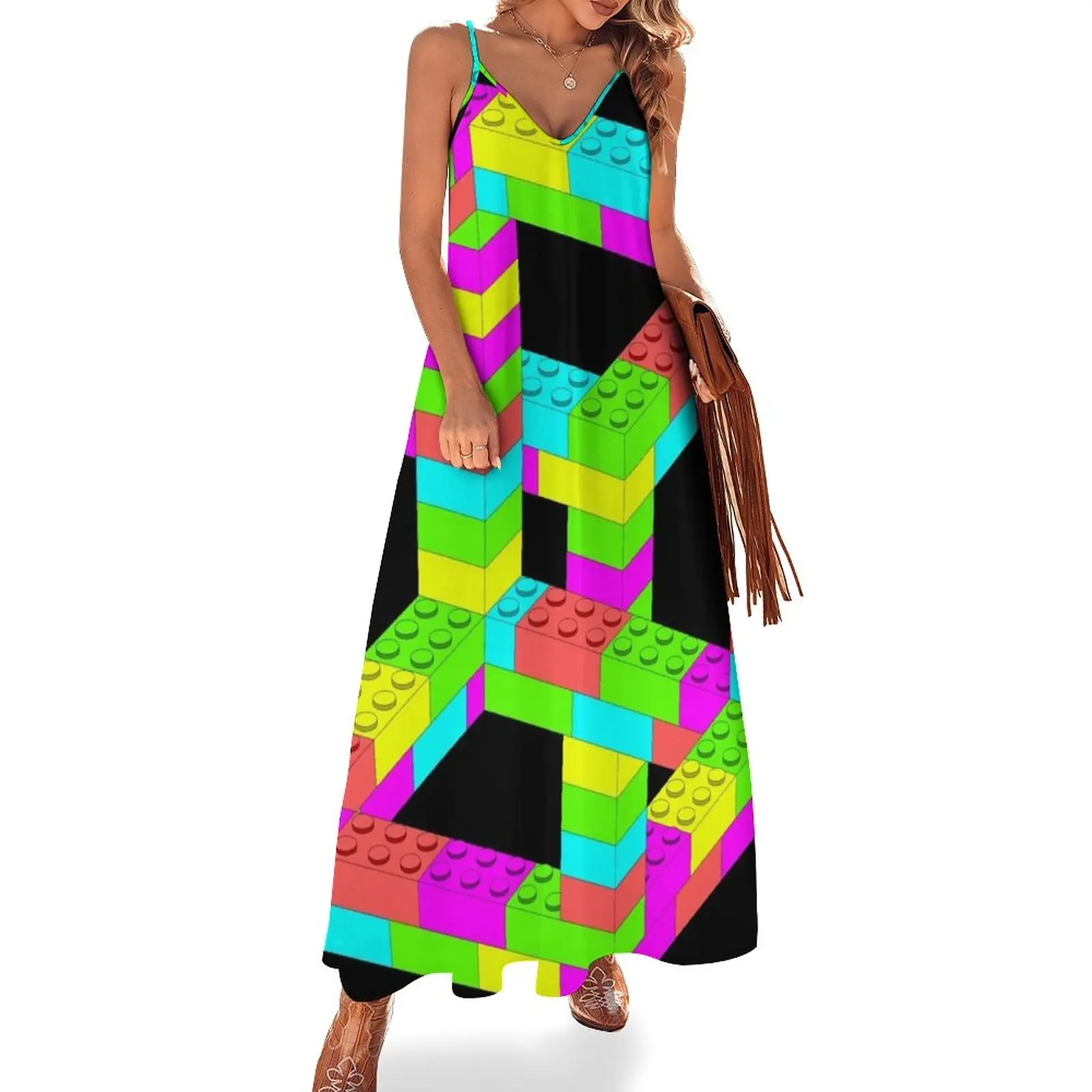 

Impossible Cute Bricks Neon Version Sleeveless Dress Elegant gowns Bridesmaid dress woman