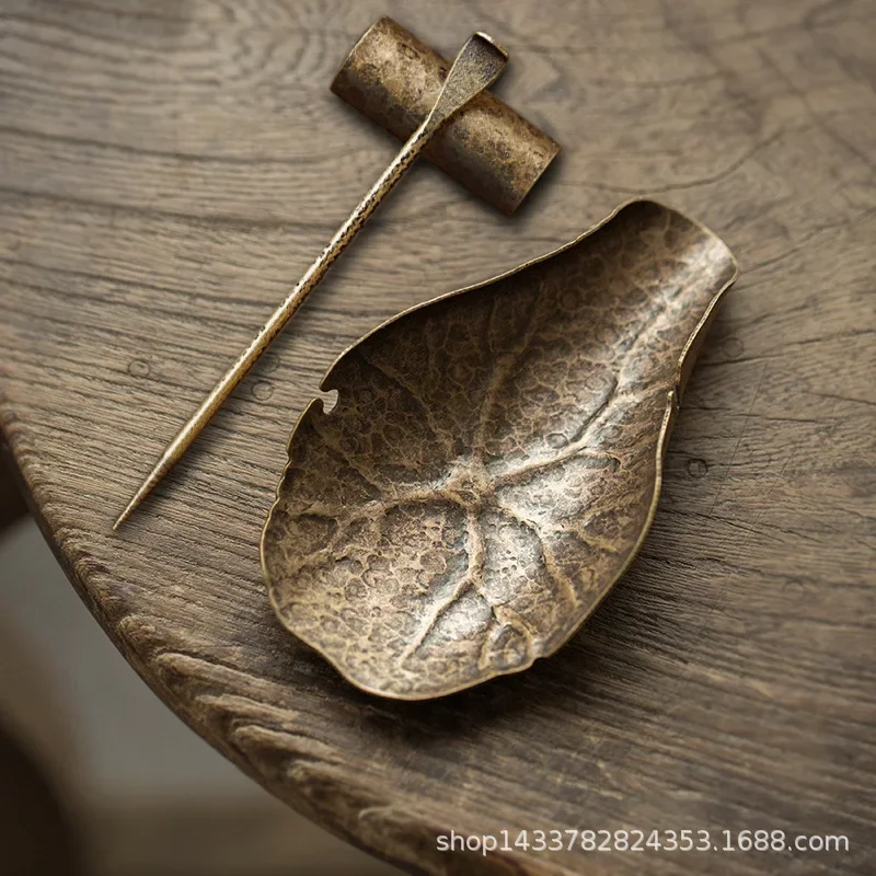 Hand-forged Lotus Leaf Copper Spoon Shovel Tea Separator Lotus Tea Ceremony Accessories Retro Accessories Durable Home