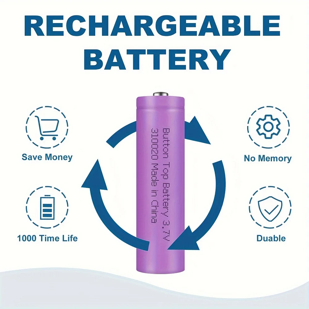 Skywolfeye 2 قطعة زر علوي بطارية قابلة للشحن 3.7 فولت بطارية ليثيوم 3000 مللي أمبير للمصابيح الأمامية مصباح ليد جيب ضوء الشمس