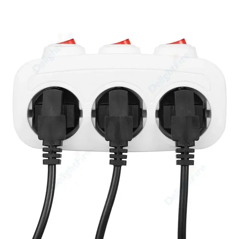 1 To 3 Way KR Plug With ON/OFF Switch Russia Germany France Extension Wall Socket Power Strip ﻿AC Outlet Power Converter Adaptor