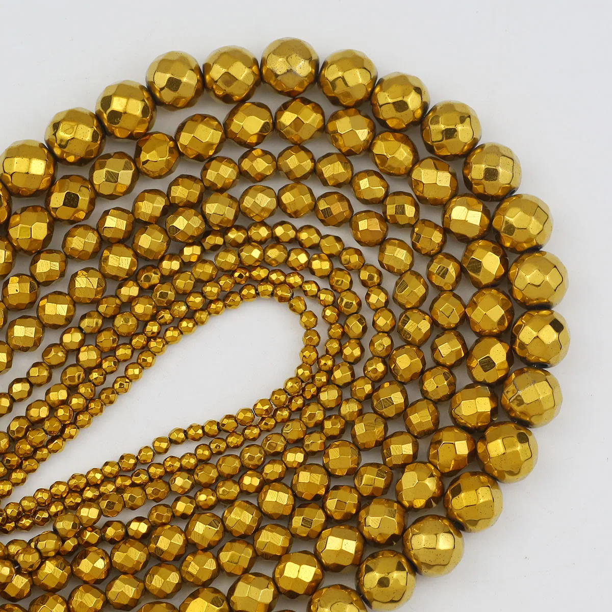 Round Cut Natural Stone Plating Golden Hematite Spacers Loose Beads For Jewelry Making DIY Charms Accessories 2/3/4/6/8/10MM