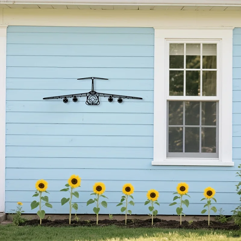 

1pc C-5 Galaxy Metal Wall Art - Detailed Aircraft Design, Weather-Resistant Iron, No Electricity Needed