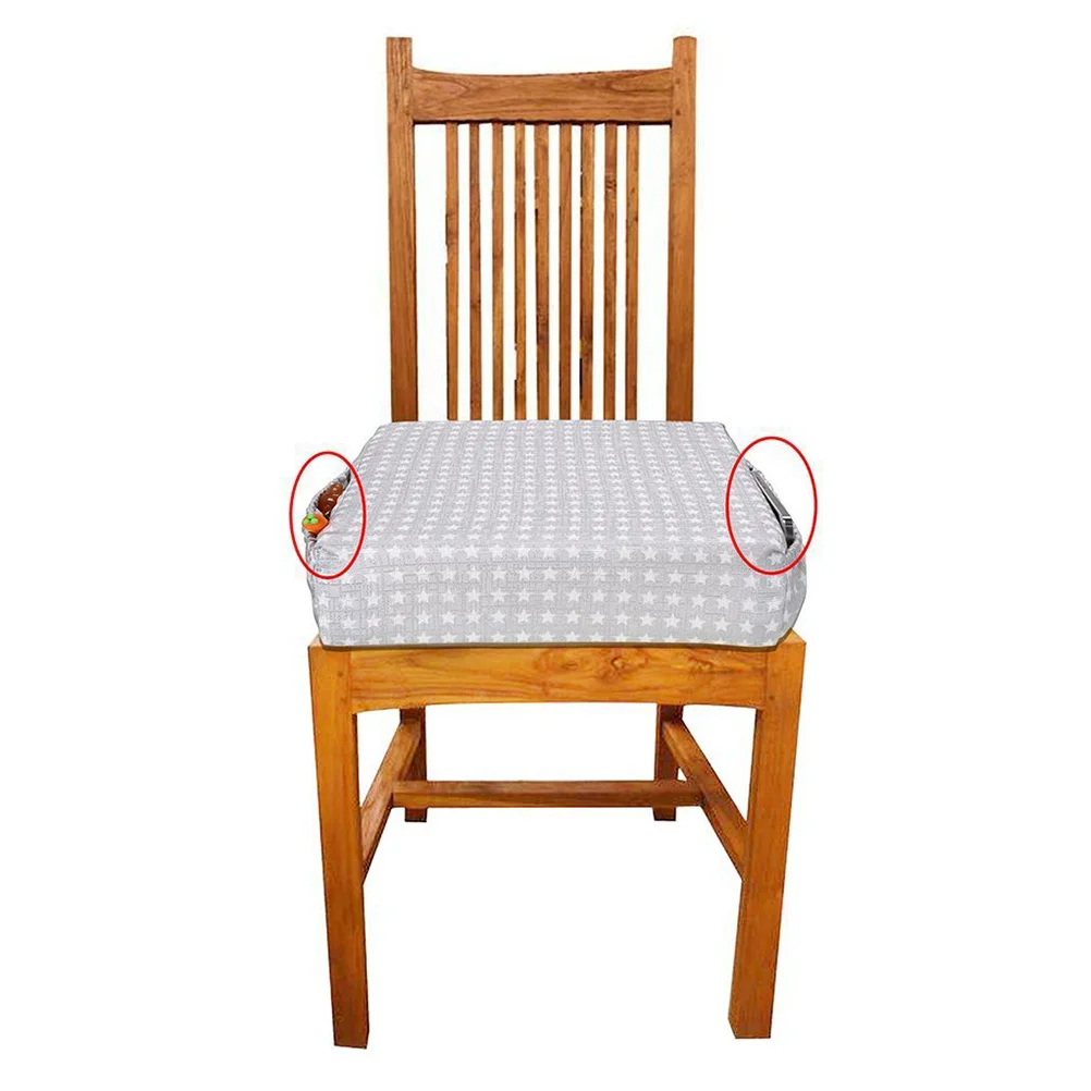 

Детская обеденная подушка со звездным узором, регулируемый ремень, прочная подушка для стула для детского дома, серебристая