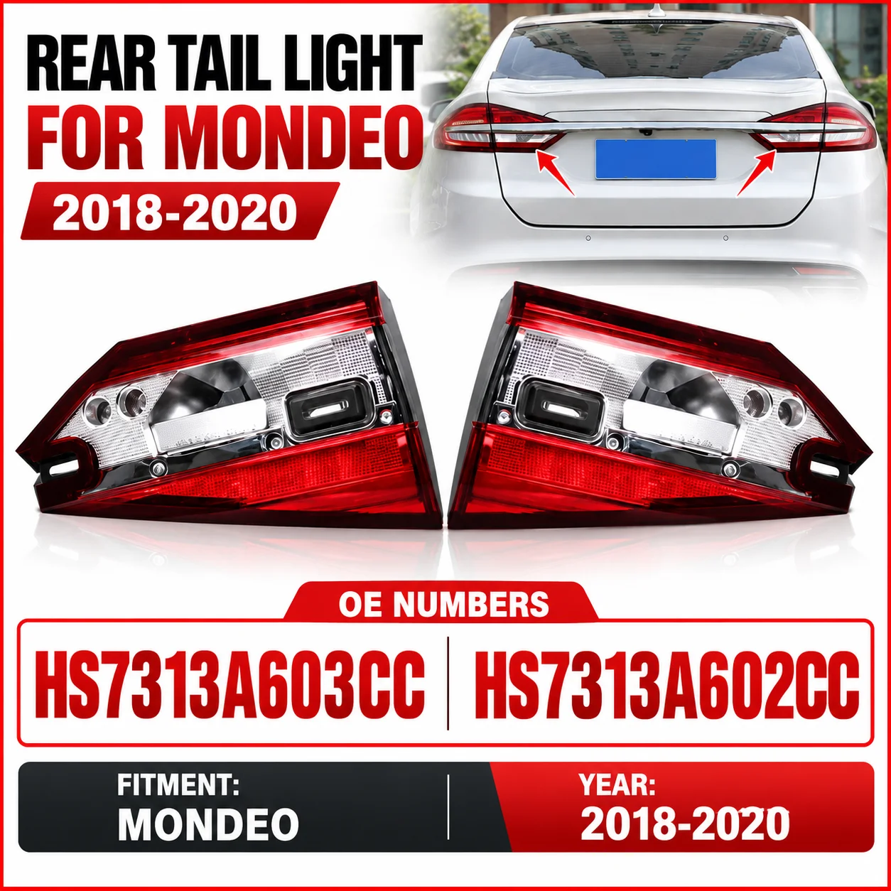 For 2018-2020 Ford Mondeo European Version Car Rear Brake Anti-collision Warning Stop LED Signal Light HS7313A603CC HS7313A602CC