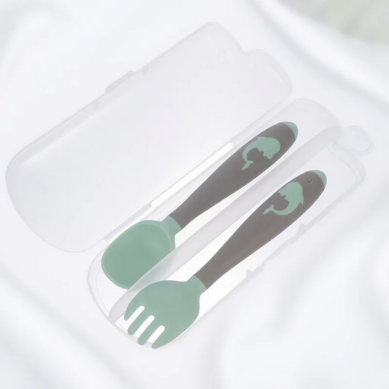 

1 set 1 Set Baby Spoon Fork Set Food Grade Safe Cutlery For Feeding Training Bending Utensils Kids Meal Time Tools