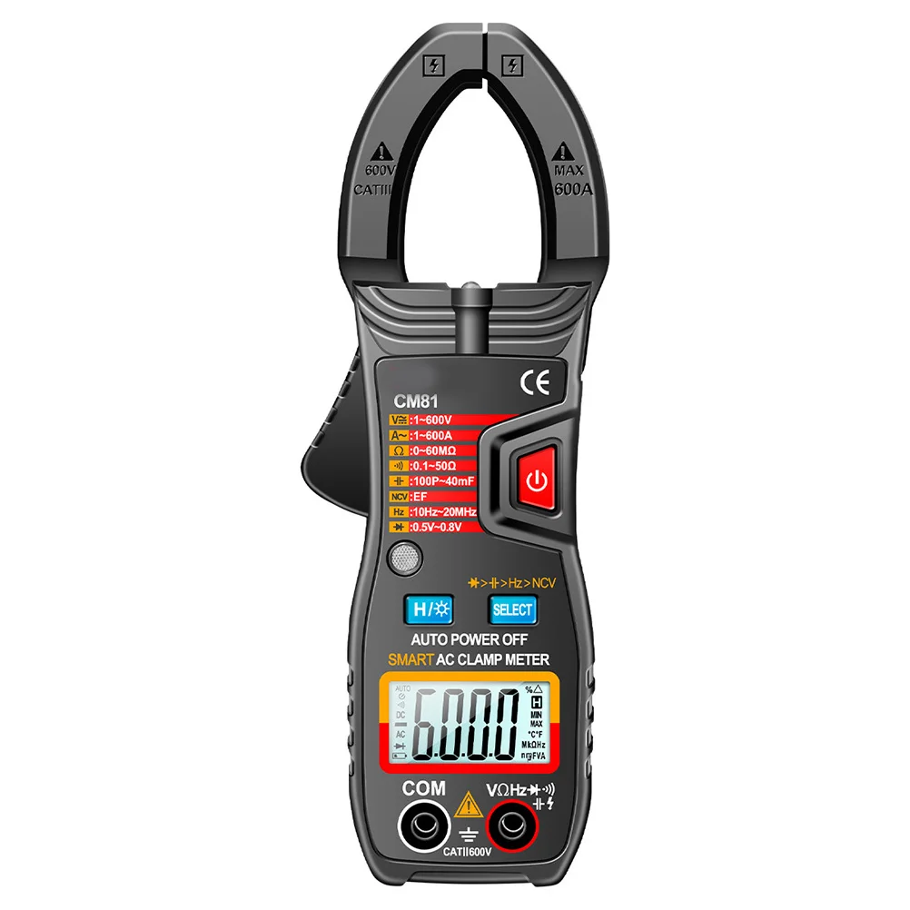 

Smart Digital Clamp Meter Multifunctional Ac Dc Current Voltage Resistance Measurement Durable ABS Rubber Easy Operation Wide