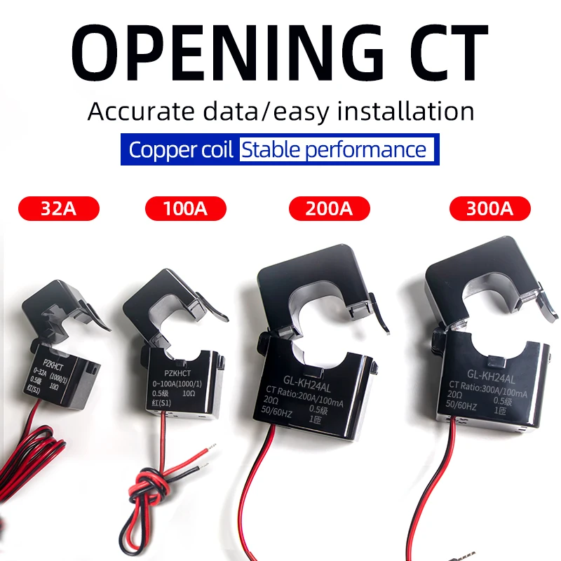 Split Core Current Transformer Current Sense Transformer 32A  100A 200A 300A Clamp Sensor AC Clamp CT