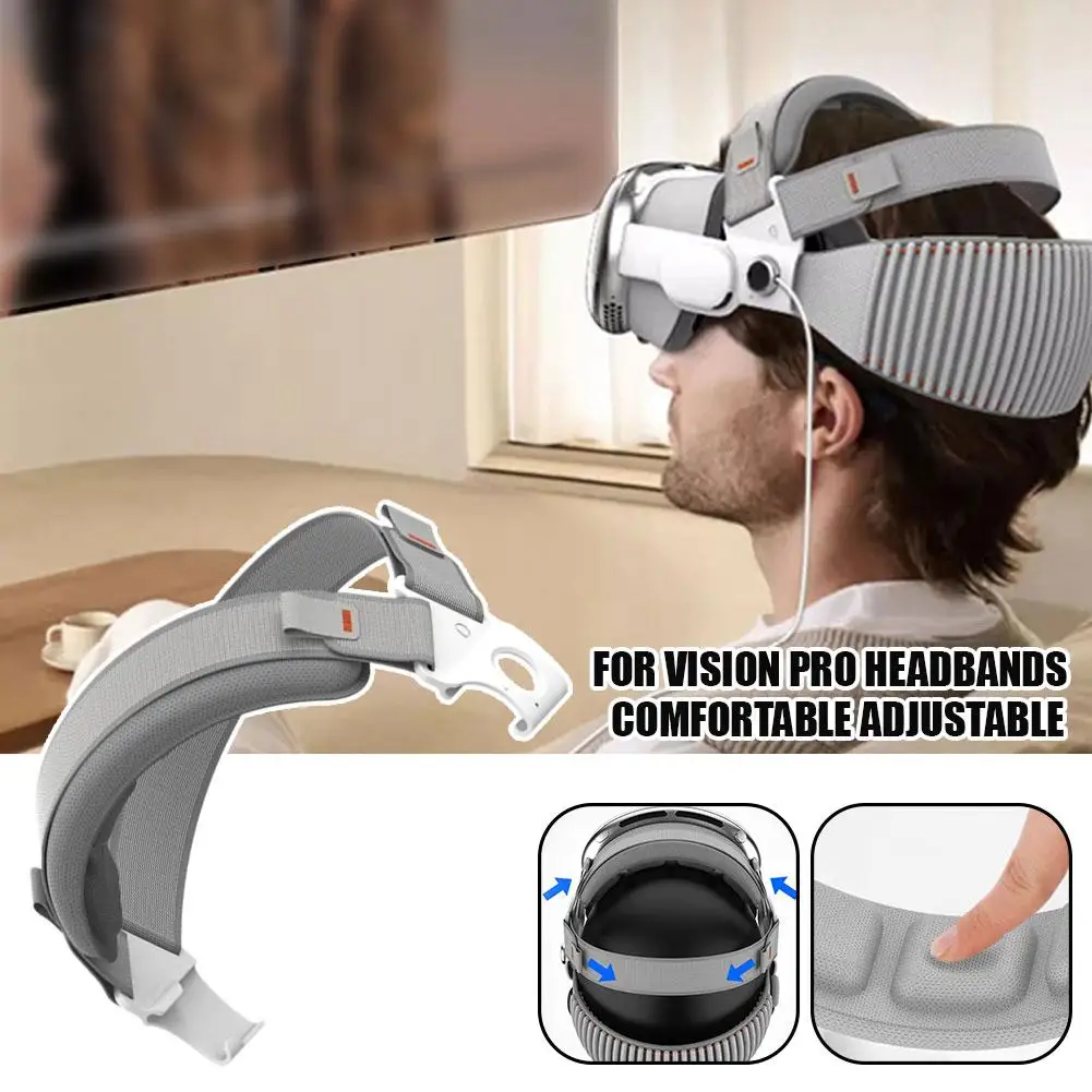 For Vision Pro Auxiliary Headband Force Distribution Decompression Comfortable Adjustable Reduced Pressure VR Headband Accessory