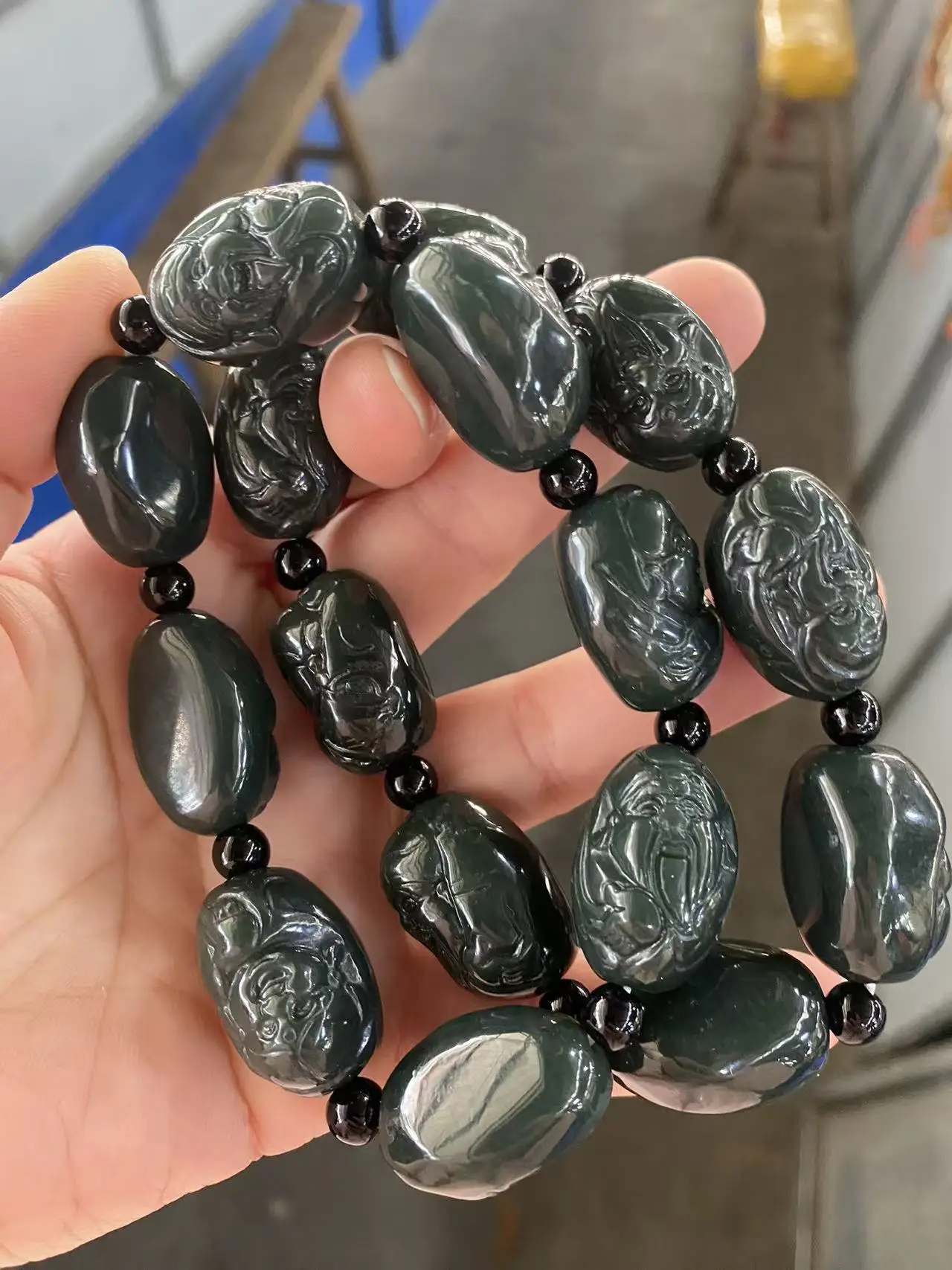 

Hand-carved Certified Natural Hetian Jade Bracelets Certified Pure Charming Jade-Beads Bangle Amulet Fine Jewelry