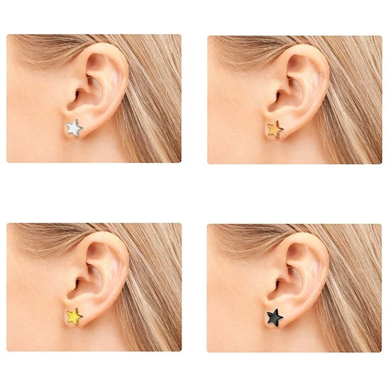

EVISPOL Hypoallergenic Stainless Steel Heart Star Stud Earrings for Women Man Screw Back Cartilage Tragus Ear Piercing Jewelry