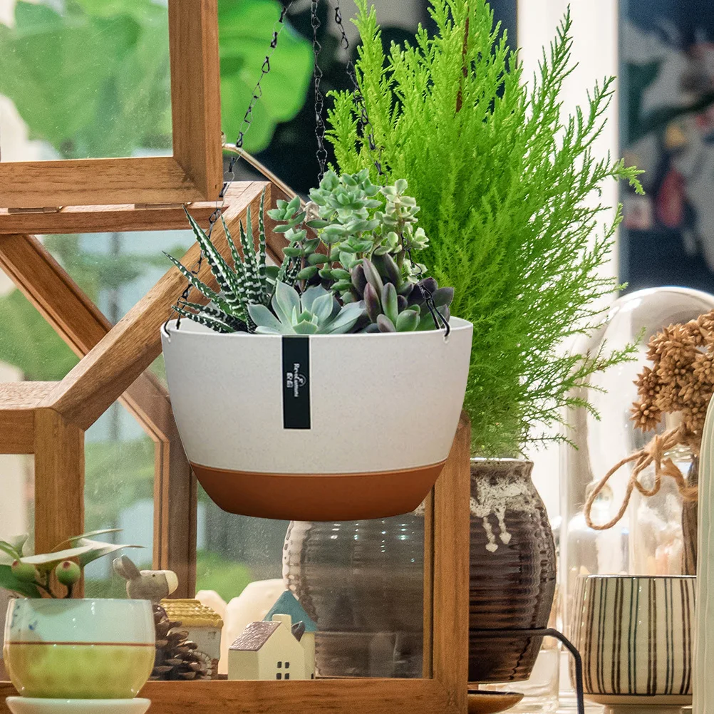 

Hanging Plants Pot 2 Sets Plastic Flower Basket for Indoor Outdoor Hanging Planter Garden Flowerpot Chlorophytum Container Rack