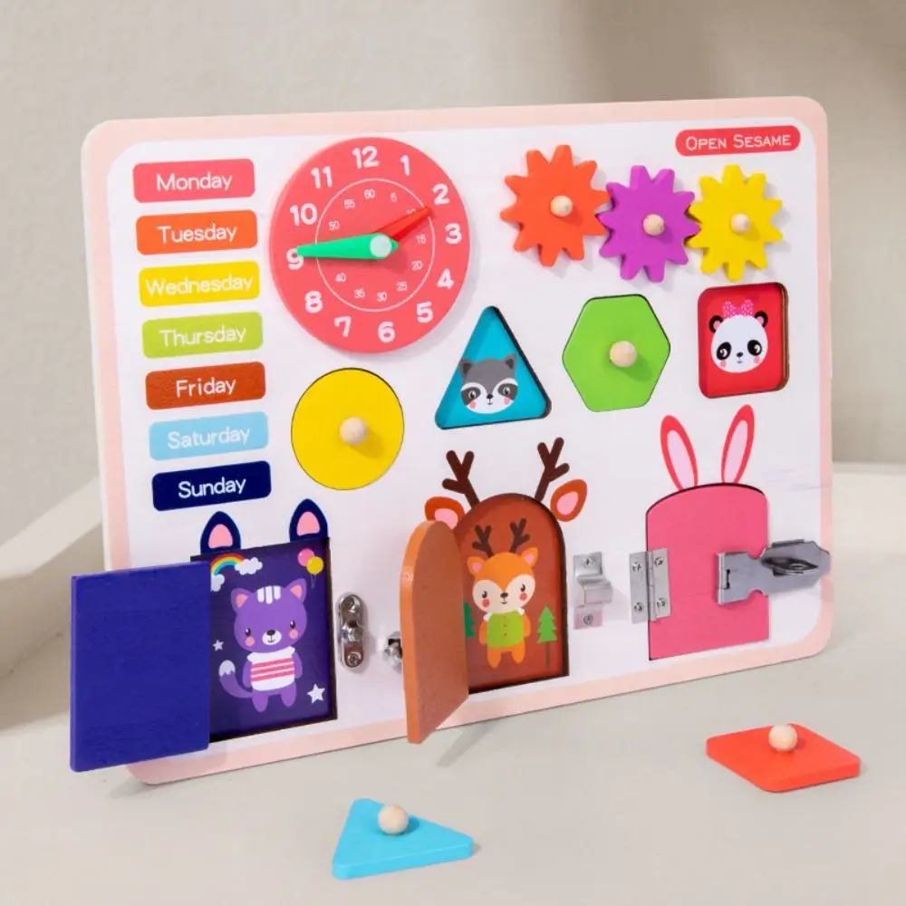 

Wooden Unlock Busy Board Toys Early Education Puzzle Montessori Busy Board Toys Interactive Logical Thinking