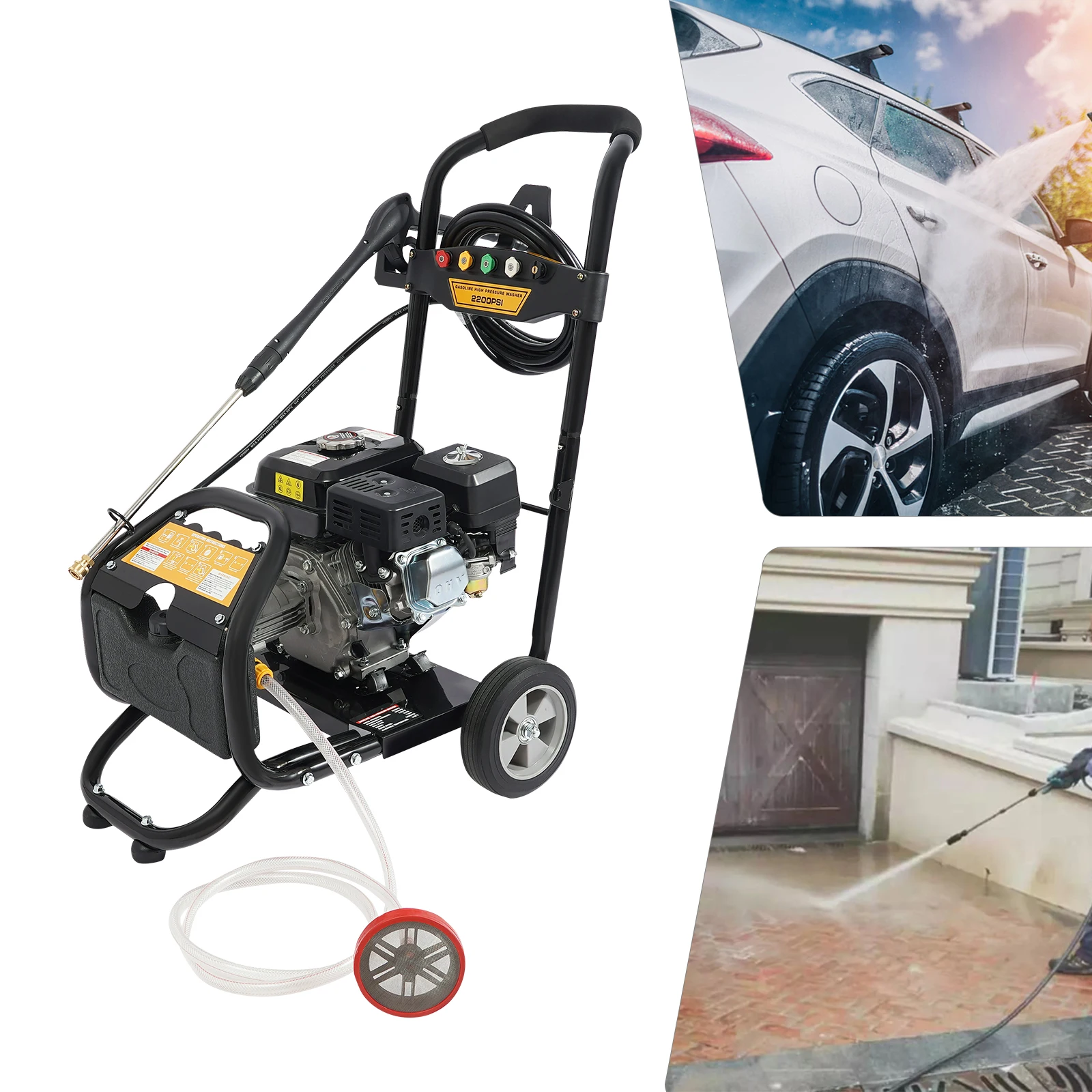 7마력 가솔린 고압 세척기 |   2600PSI(180Bar) 9LPM 유량, 8m 호스, 3.6L 연료 탱크