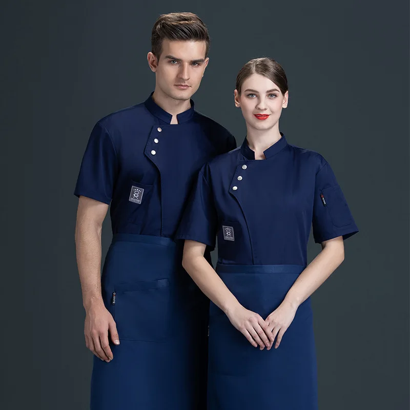 Chef Uniform Short-Sleeved Men's and Women's Slim-Fit Long-Sleeved Spring and Summer Clothing Kitchen Western Food Western Pastr