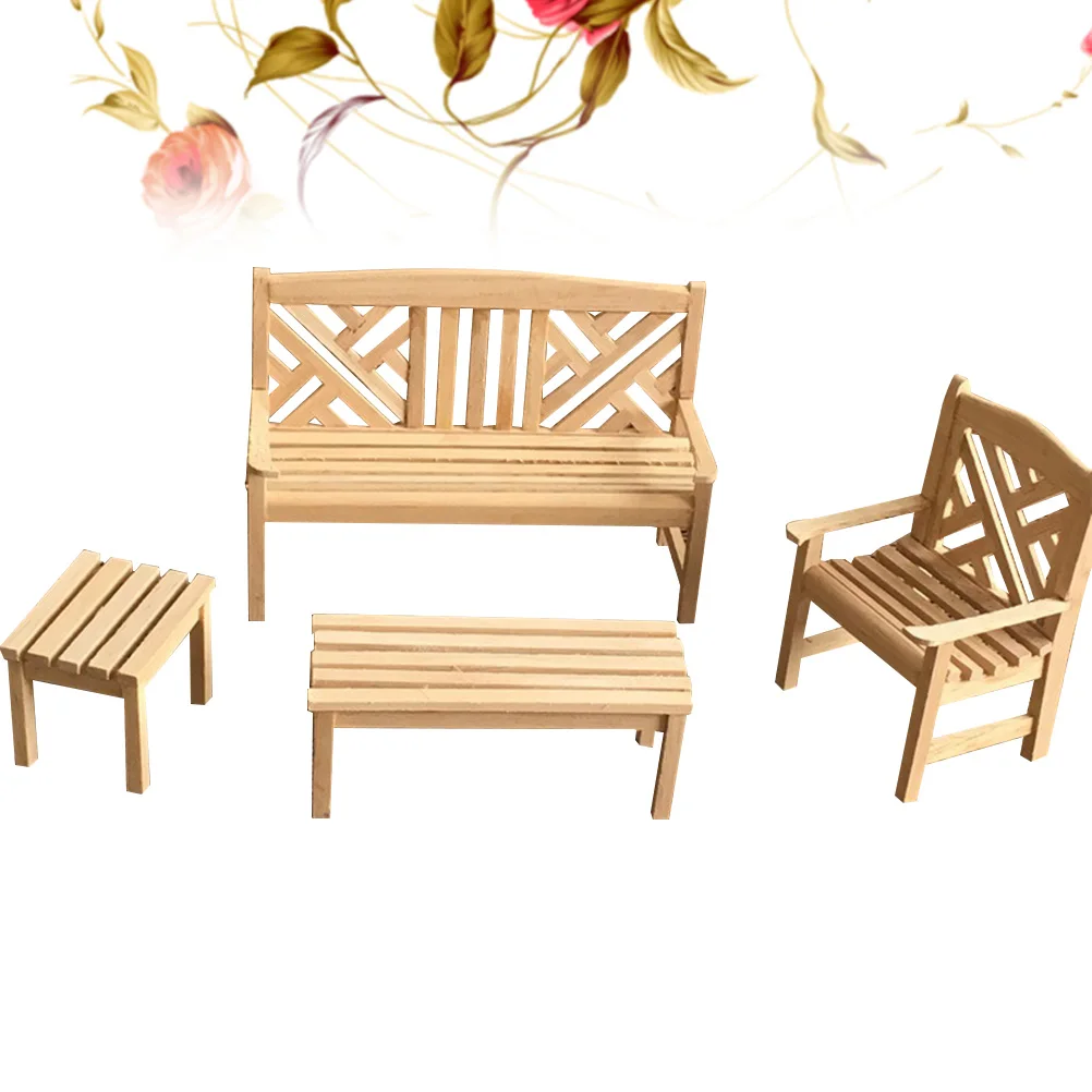 

Mini Wooden Beach Chair Kid Pretend Play Toy Color Bamboo 1/12 Adornment Furniture