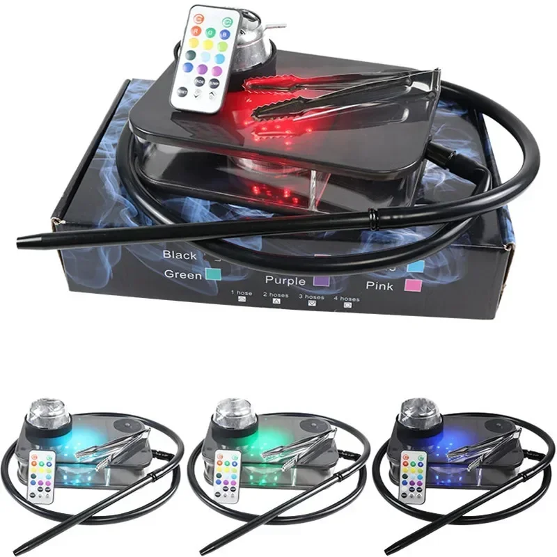 Acrylic Smoking Hookah Кальян Acrylic Shisha with LED Light Nargile Cachimba Portable Water Pipe Chicha Hookah Kit Gift Smoking