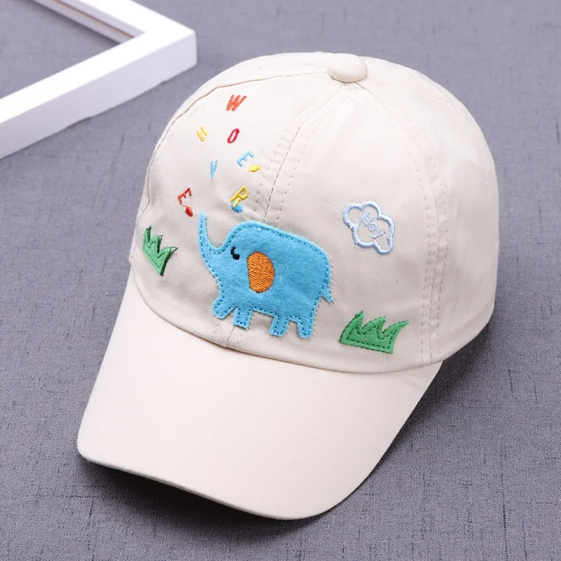 

Children Baseball Cap Spring Baby Boy Girls Comfortable Breathable Outing Solid Cap Cute Cartoon Elephant Pattern Sun Hat