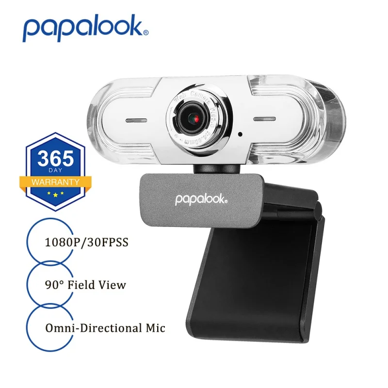 FHD 1080P Webcam, PAPALOOK PA452 Pro 30FPS Manual Focus USB Web Camera with Dual DSP Microphones, for PC Mac Laptop Desktop