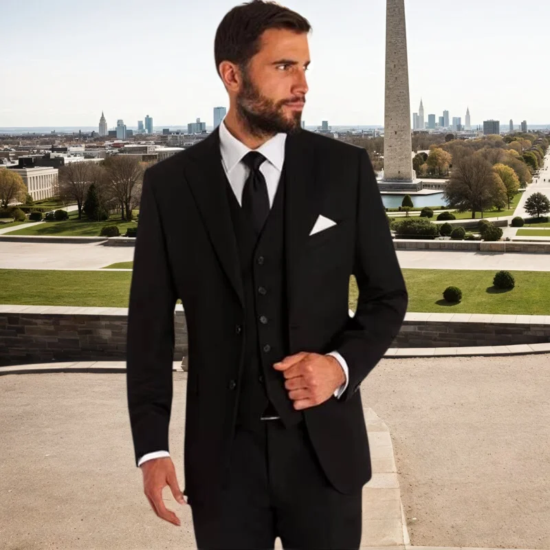 

Последний приталенный свадебный костюм, лучший мужчина, смокинг жениха, деловые костюмы на заказ для мужчин, костюм из трех предметов (пиджак + жилет + брюки), костюм Homme