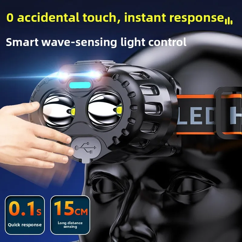 

Индукционный налобный фонарь с длительным сроком службы батареи, сильный свет, перезаряжаемый, сверхяркий, светодиодный, для наружной рыбалки, для горнодобывающей промышленности.