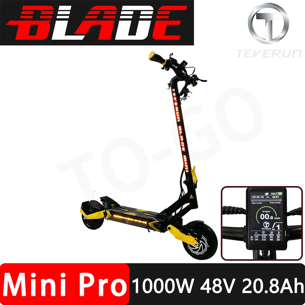 Upgrade Teverun BLADE MINI PRO TFT Electric Scooter 48V 20.8Ah AH 500W*2 TEVERUN Skateboard 9inch 1000W Sine Wave