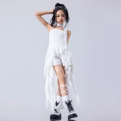 Teen Girl Group Jazz Dance Set Summer Sweet Cool Dopamine Child Model T-Stage Fashion Show Outfits for Kid Performances Costumes