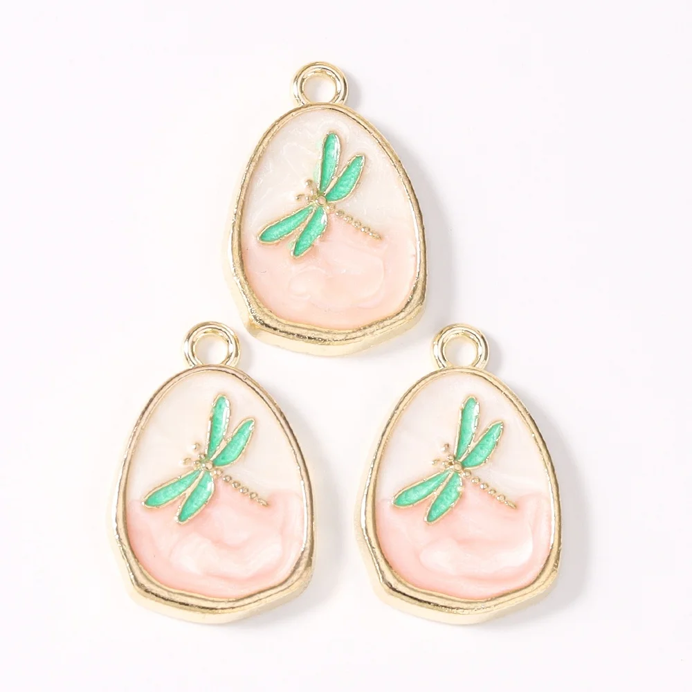 Leslie 10 Stück Ölgemälde Perlen-Libellen-Schmetterlings-Blumen-Anhänger für DIY-Ohrringe, Halsketten, handgemachter Schmuckherstellung – Detail 24