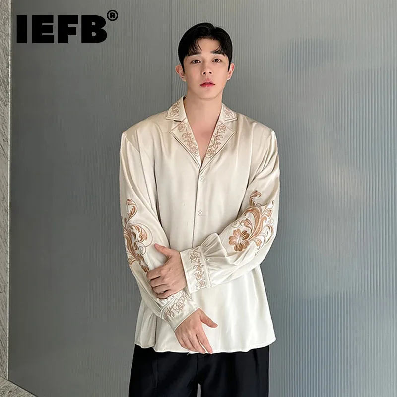 

IEFB Loose Casual Men Wear Embroidery Long Sleeved Shirt Men's Women's Chinese Style Shirt Comfortable Clothing Autumn 9C7328