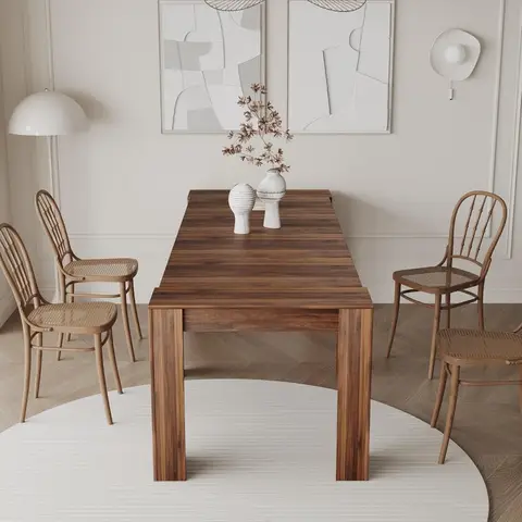 Utbyggbart modernt rustikt rektangulärt matbord för 1-10 personer, trä, lämpligt för kök och vardagsrum 8 best sales expanderbart bord - №2