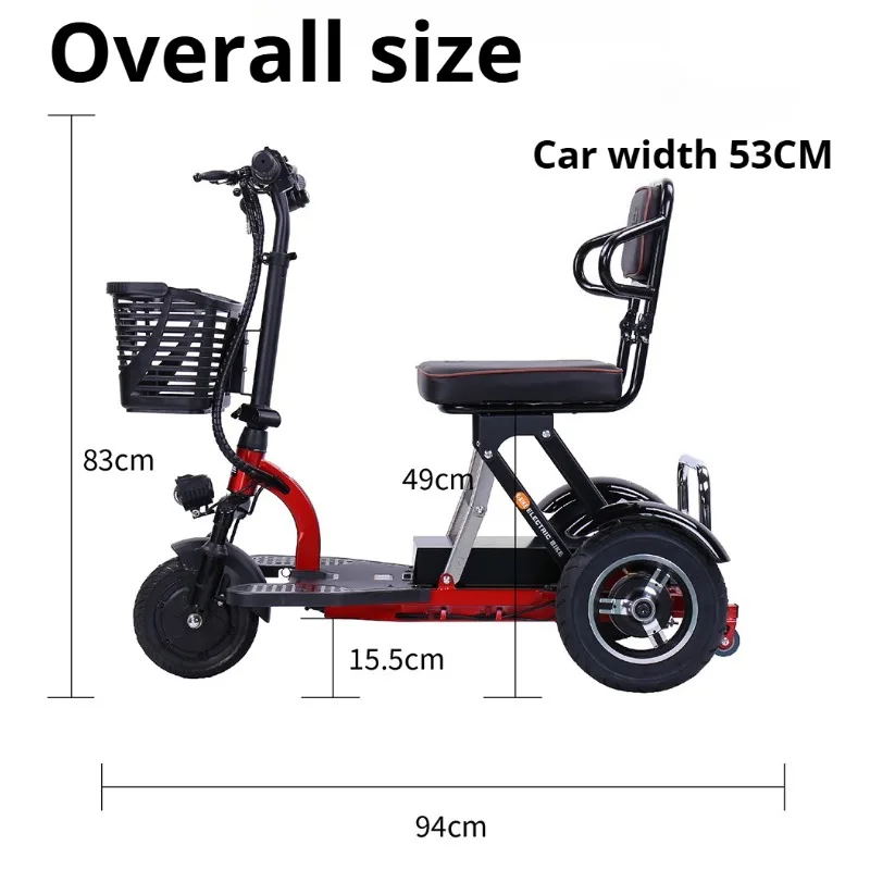 Folding Elderly Electric Tricycle Leisure Disabled Electric Scooter Portable Comfortable Seats Commuting Adult Mobility Scooter