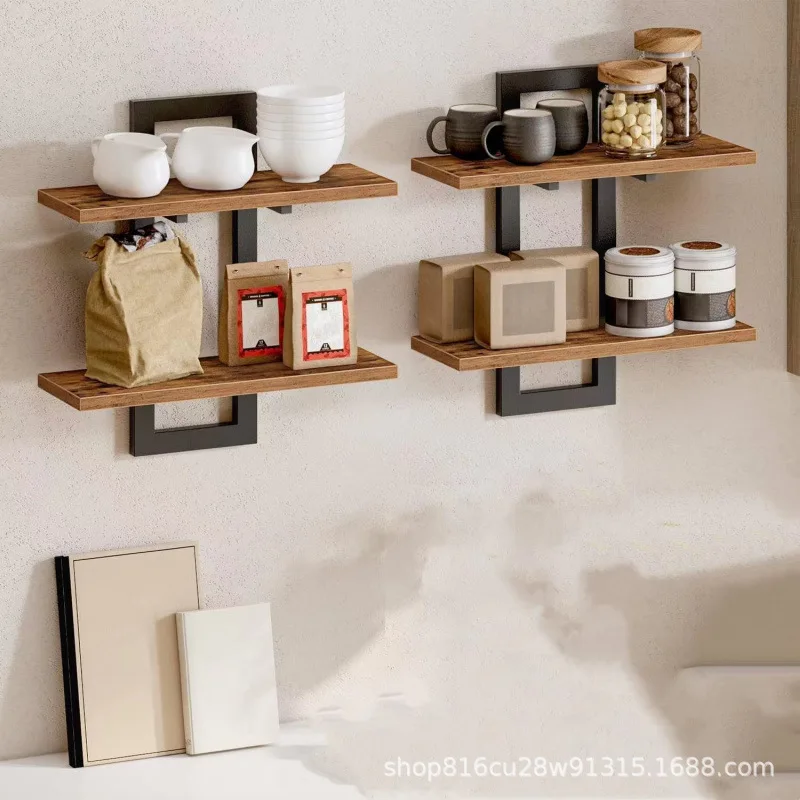 Floating 2 Tier Shelves Indoor Plant Holder Wall Decor Space-Saving Hanging Storage Shelf for Living Room Bedroom Bathroom