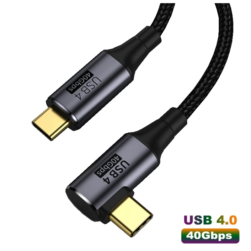 USB-C Type-C USB4 90 Degree Angled Cable 40Gbps with 100W Charging UHD 8K 5K 4K@60Hz USB 4.0 Compatible Thunderbolt 4 & 3