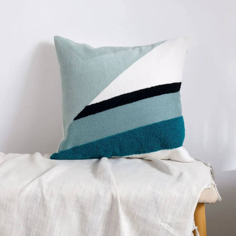 2026 New Retro Geometric Pattern Embroidery Pillow Sofa Decoration Pillow Home Lazy Hot Selling Modern for Bedroom Homestay